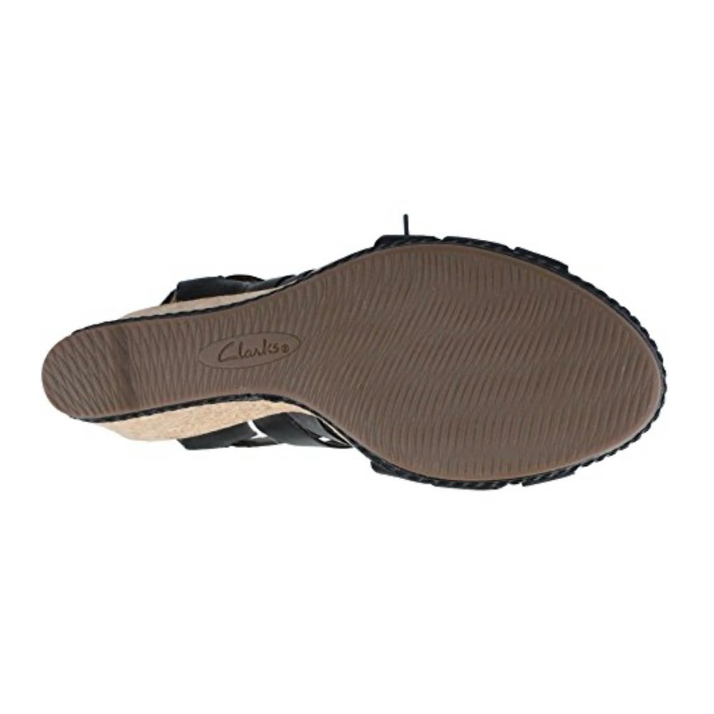 NWOB Clarks Helio black leather wedge comfort sandal - Picture 3 of 10